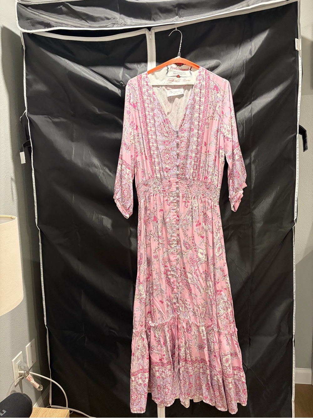 Boho Pink Floral V-Neck Maxi Dress by Professional